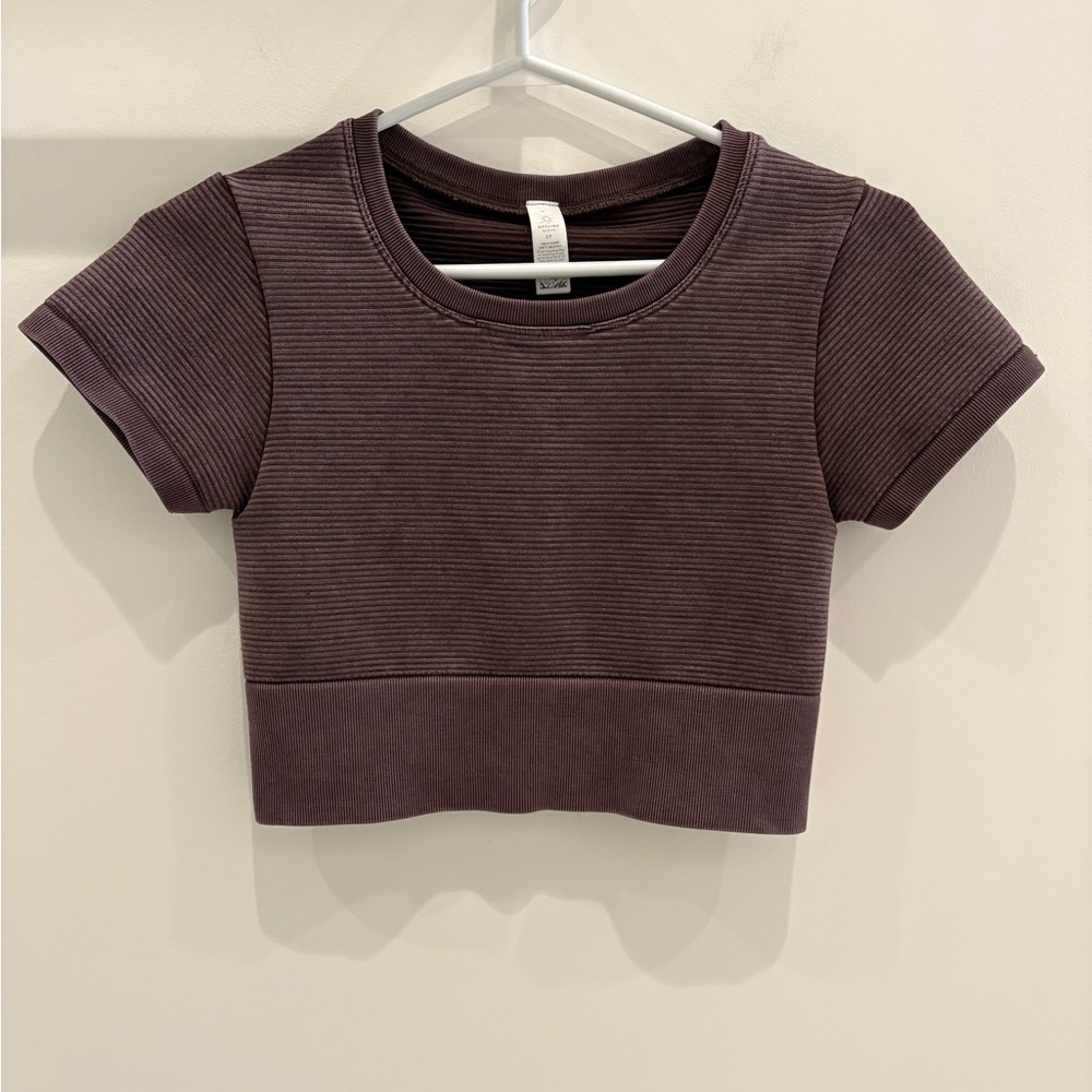 Aerie - Offline -  Ribbed Cropped Active Top in Brown